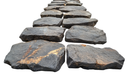 Perspective stone roadway, transparent background