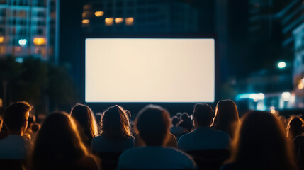 Outdoor Movie Night with Blank Screen
