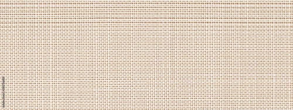 Poster beige woven fabric texture. close-up detailed view of a light brown textile material with a grid pat