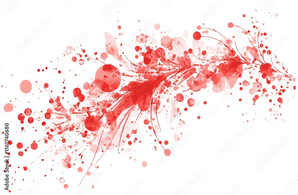 Poster abstract red ink splatter design: a dynamic burst of color
