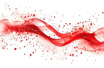 Abstract Red Wave with Sparkling Dots: A Dynamic Digital Art