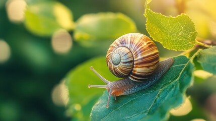 Snail on a Leaf: A Moment of Serenity in Nature's Embrace