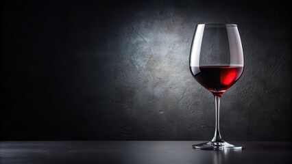 A glass of red wine placed elegantly on a black background, highlighting its rich colors and inviting texture