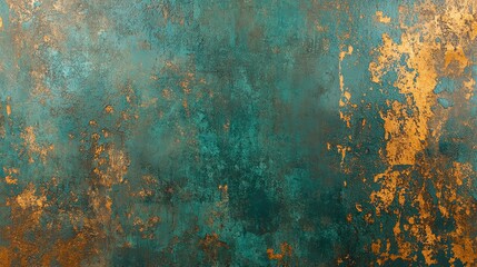Textured abstract background with turquoise and gold patterns.