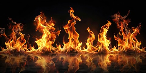 Elegant Dancing Flames in Dark Space, fiery ambiance, elegant flames