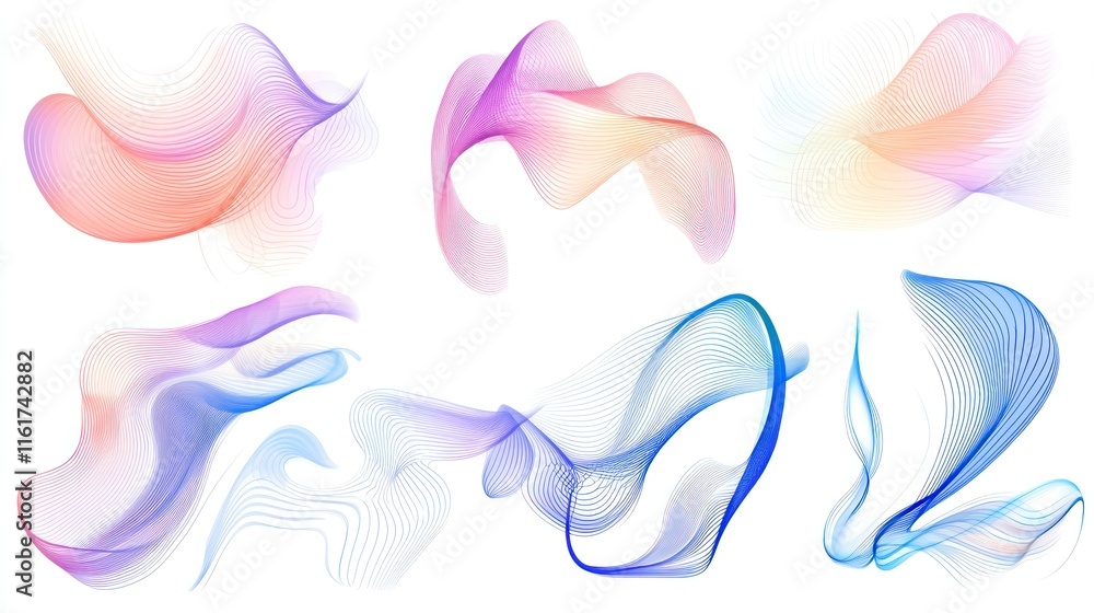 Aufkleber a collection of abstract shapes and lines that can be used as design elements in various projects