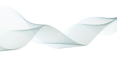 Abstract flowing wave lines on white background. Dynamic sound wave. Modern green blue gradient wavy lines. Design element.