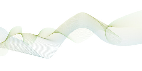 Abstract flowing wave lines on white background. Dynamic sound wave. Design element.