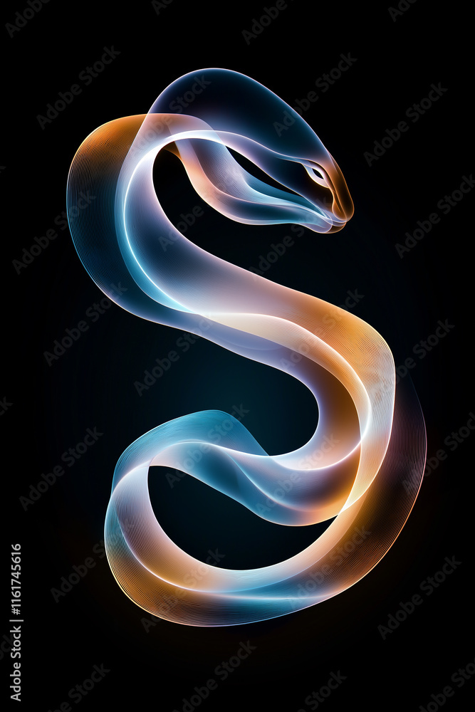 Aufkleber spectral serpent forming an s shape with light trails on dark background