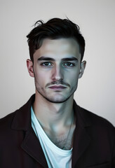 Obraz premium A portrait of a queer man, simple style, with white tones