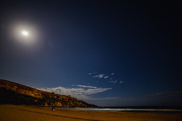 Full moon over the mediterranean sea