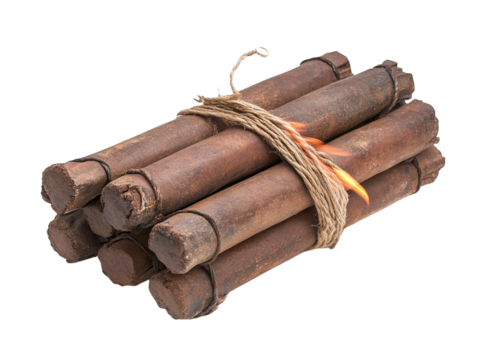PNG Dynamite Stick Bundle with Burning Fuse available on transparent background..