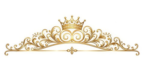 Elegant gold filigree page divider with ornate crown headpiece, page, crown,  page
