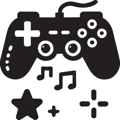 Obraz premium Gaming controller vector icon, Gaming controller vector illustration, Gaming controller silhouette vector black and white