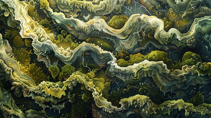 Ultra-detailed close-up of tree bark with mossy grooves, natural patterns in soft light