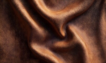 Luxurious brown silk fabric with soft folds and waves.