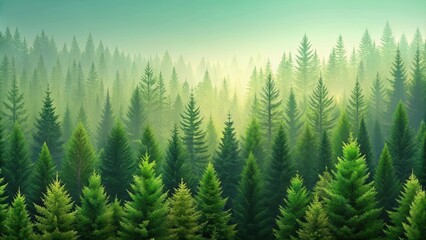 Obraz premium Mock-up pine forests background with green background. rendering, pine forests, green background, mock-up, rendering
