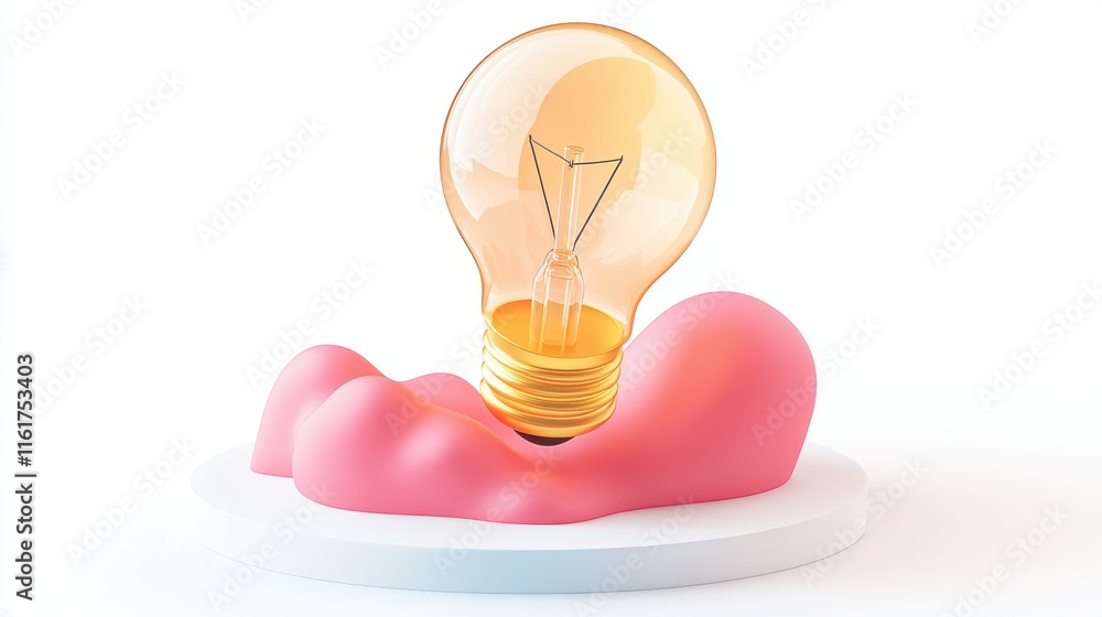 Poster floating light bulb surrounded by abstract waves of energy symbolizing innovation creativity and the