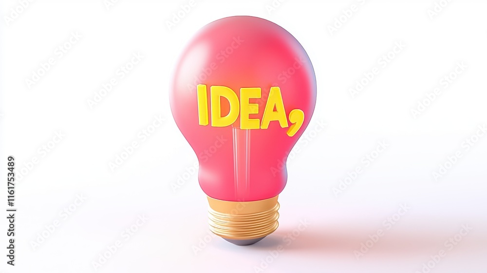 Poster glowing idea light bulb with its filament forming the word idea representing innovation problem solv