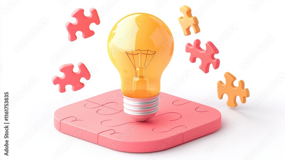 Poster illuminating ideas through colorful puzzle piece symbolism a visually striking representation of cre