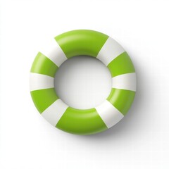 Obraz premium Green and White Life Preserver Ring with Circular Shape on White Background