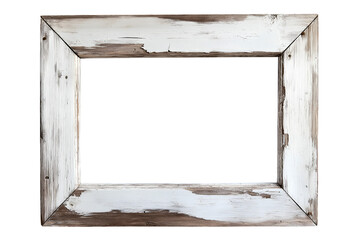 Whitewashed wooden frame with a nautical vibe, Isolated on transparent background cut out