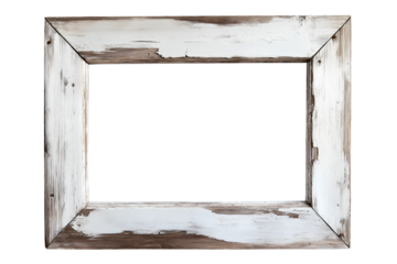 Whitewashed wooden frame with a nautical vibe, Isolated on transparent background cut out