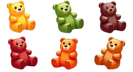Fototapeta premium Cute Colorful Teddy Bear Collection Illustration, Perfect for Children's Design Projects and Toy Stores