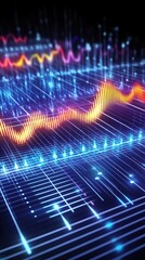 Abstract visualization of sound waves and data patterns in vibrant colors.