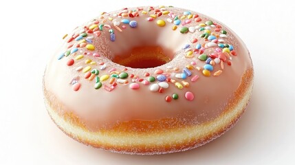 A colorful donut topped with sprinkles, showcasing a sweet treat for enjoyment.