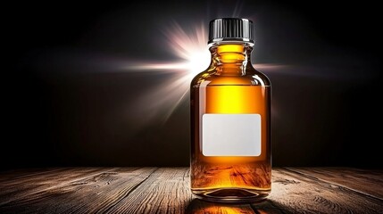 Naklejka premium Amber Glass Bottle Mockup Product Packaging Medicine Cosmetics Health