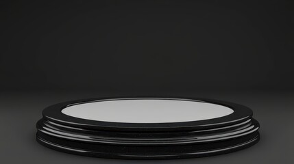 Elegant Black Circular Display Stand With White Top