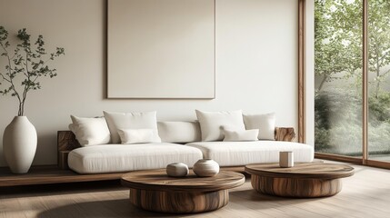 Modern Living Room with Minimalist Design and Rustic Accents