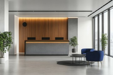 Interior of an office meeting room featuring a reception area