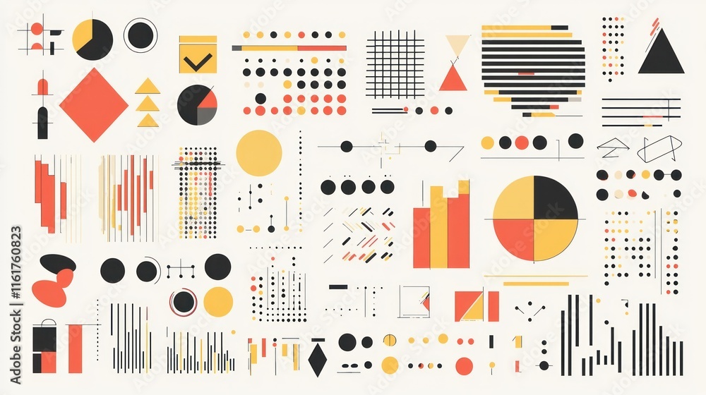 Poster a customizable design element set with geometric shapes and minimalist patterns, ideal for branding 