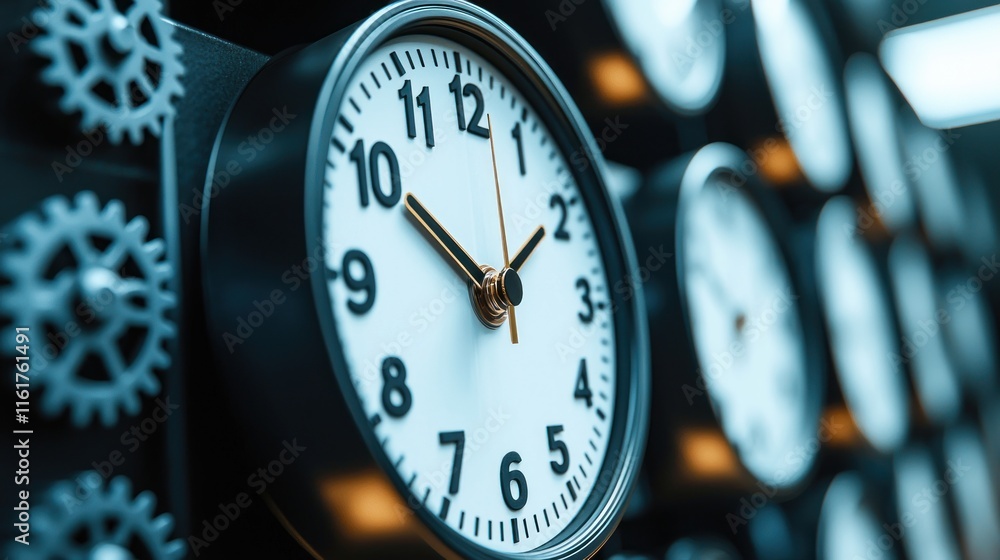 Poster time mechanism: gears and clocks precision engineering