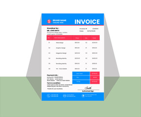 Obraz premium Invoice Layout in Bright Colors with Cyan Accents