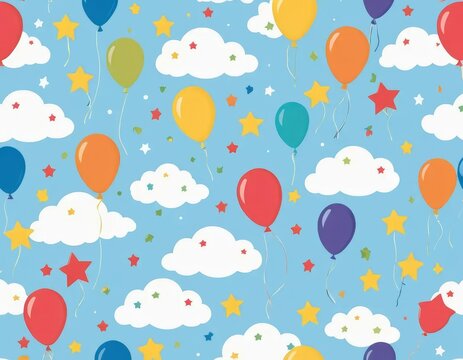 cartoon balloons in the sky
