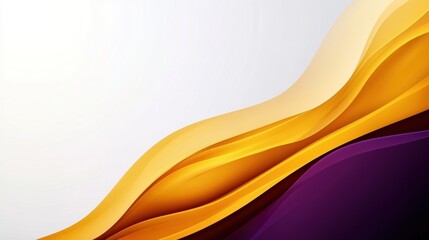 abstract background with waves, minimalist presentation template, white solid background, bold contrasting colors such as yellow and deep purple