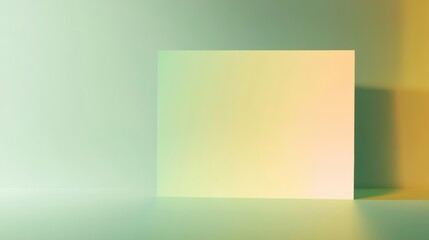 Modern educational presentation backdrop, sleek gradient from green to yellow, white rectangular area for content