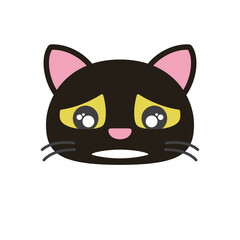funny kawaii cute black cat sticker expression.