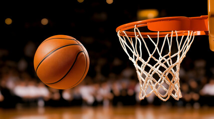 Scoring during a basketball game ball in hoop