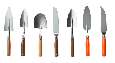 Fototapeta premium Set of Assorted Kitchen Knives with Wooden Handles for Culinary Use in a Professional Illustration