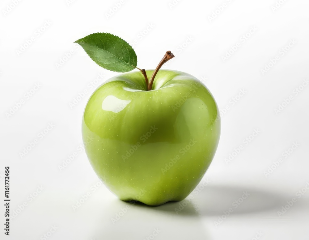 Sticker green apple on white