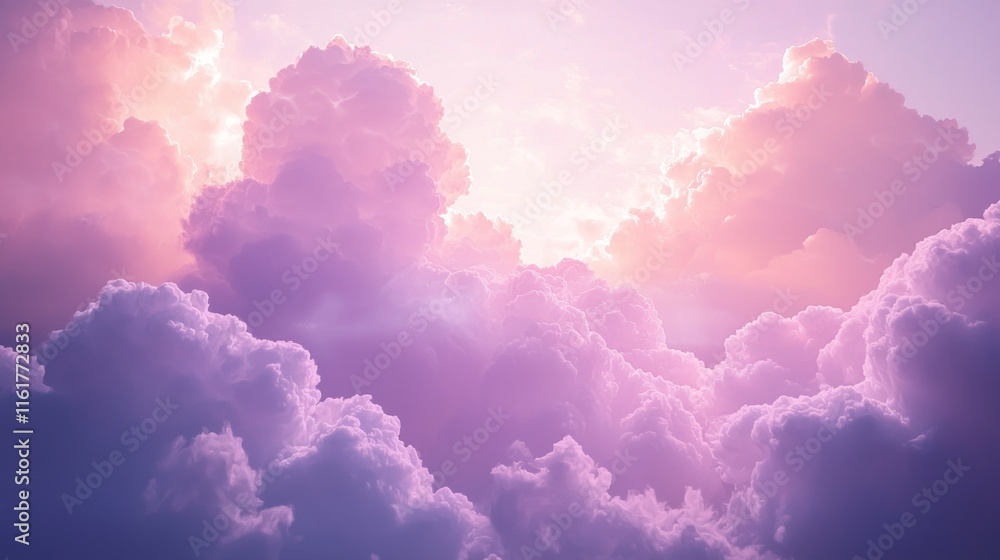 Poster a dreamy background featuring soft clouds and glowing light, creating a serene and fantastic atmosph