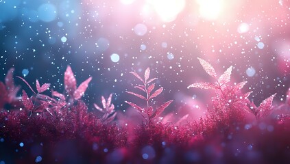 Enchanted Forest: Dew-Kissed Leaves in a Magical Twilight