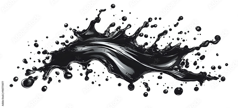Poster abstract black liquid splash: dynamic design element