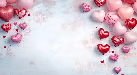 Valentine's day hearts ballons with copyspace, saint valentine and love background concept, blank space, hd