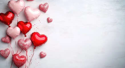 Valentine's day hearts ballons with copyspace, saint valentine and love background concept, blank space, hd