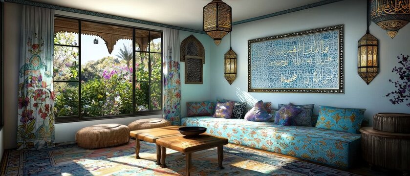 Luxurious Islamic Interior Design  Arabic Room Decor  Sofa  Lanterns